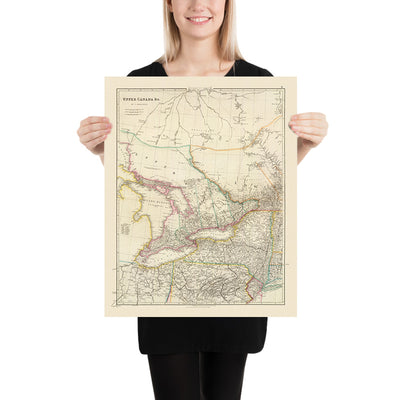 Old Map of Upper Canada (Ontario) & Great Lakes by Arrowsmith, 1844: Toronto, Niagara, Buffalo