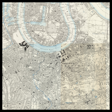 Eine alte Ordnance-Survey-Karte von Greenwich