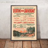 Affiche de voyage Auvergne : Chemin de fer d’Orléans par Louis Tauzin, 1908 