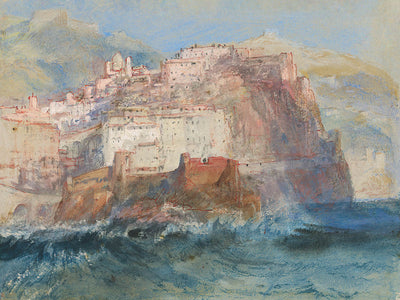 Gênes, vue de la mer, regardant vers l'église de Santa Maria Assunta à Carignano par Turner, 1802 