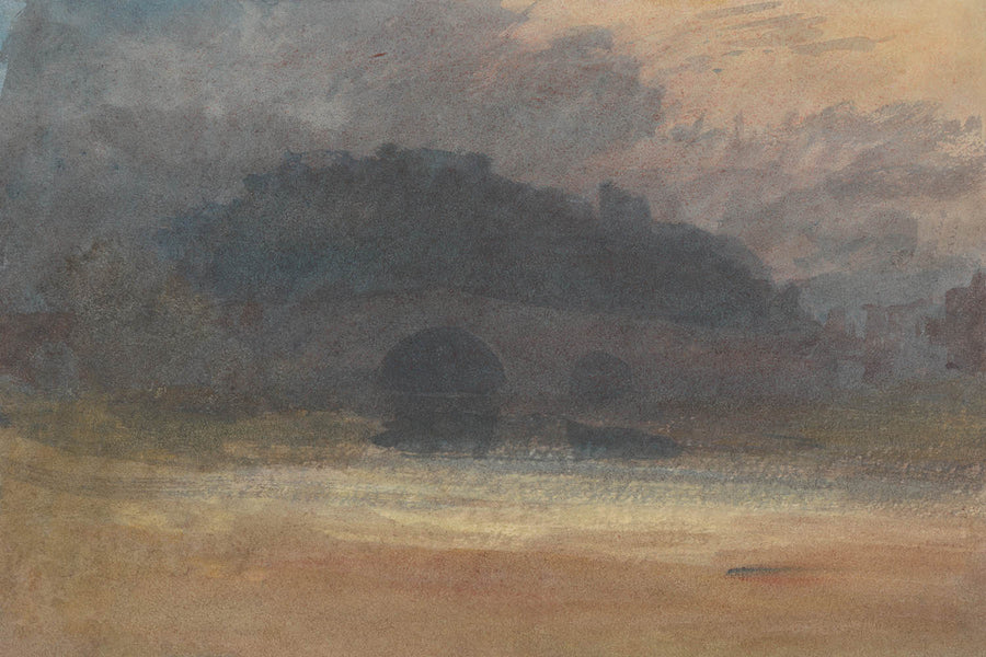 Abendlandschaft mit Schloss und Brücke in Yorkshire von Turner, 1798 