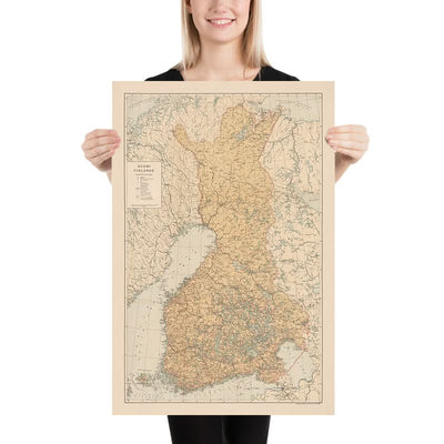 Old Map of Finland (Suomi), 1930: Helsinki, Tampere, Gulf of Bothnia, Railways, Borders