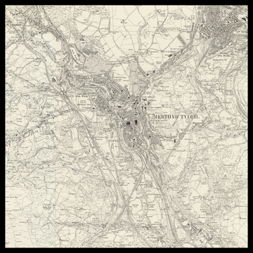 Eine alte Ordnance-Survey-Karte von Merthyr Tydfil