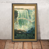 Cartel de viaje de las Cataratas del Niágara: Donde los Grandes Lagos saltan hacia el mar, de Frederic C. Madan, 1925 