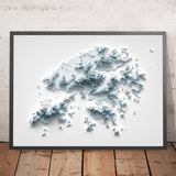 Topografische 3D-Reliefkarte von Hongkong 