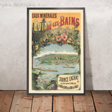 Affiche de voyage Évian-les-Bains : Eaux minérales par Imp. Charles Verneau, 1890 