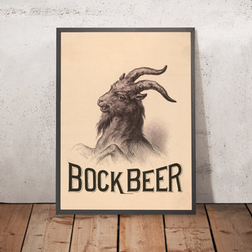 A framed image of Vintage Bock Beer Poster by Louis Kraemer, 1880