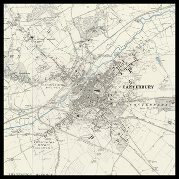 Una vecchia mappa Ordnance Survey di Canterbury