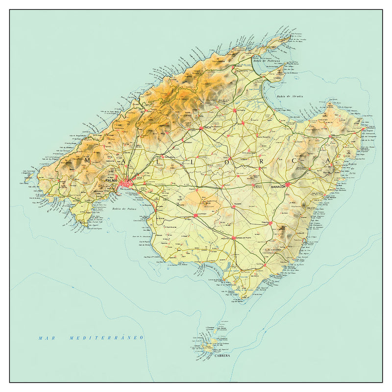 Majorca Map Labeled Old Topographic Map of Mallorca (Majorca), Spain, 1963: Palma, Serra T ...