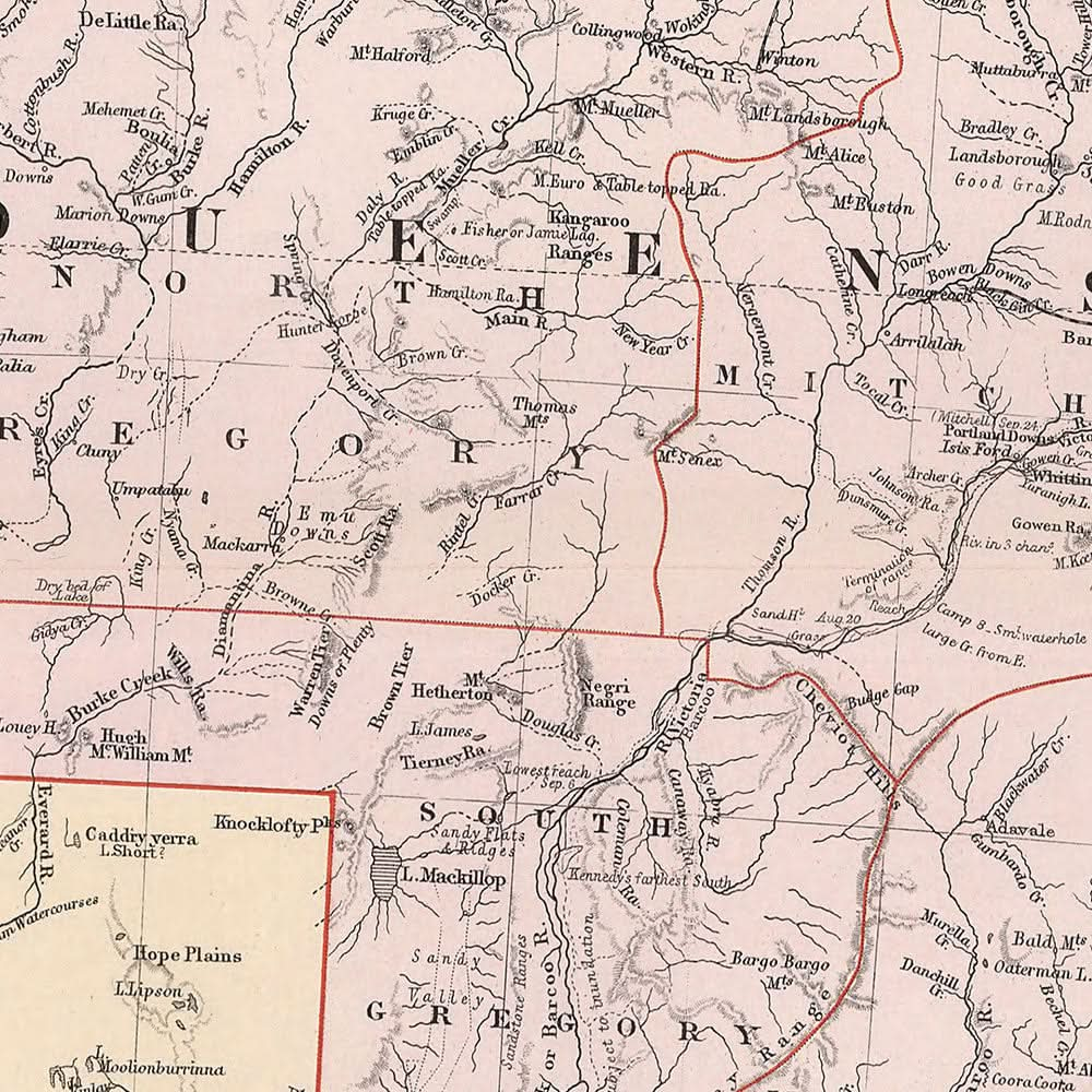 Alte Karte von Ostaustralien von Stanford, 1887: Sydney, Melbourne, Brisbane, Great Dividing Range, Eisenbahnen