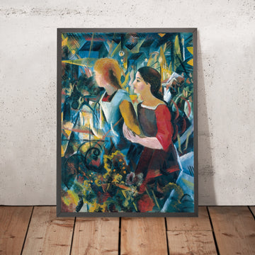 A framed image of Two Girls by August Macke, 1913