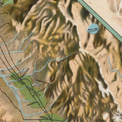 Mapa topográfico antiguo de California, 1903: Los Ángeles, San Francisco, Napa, Sonoma, Océano Pacífico