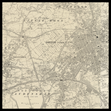 Eine alte Ordnance-Survey-Karte von Ashton-under-Lyne