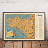 Alte Karte der Bretagne von Flornoy Jean, 1950: Nantes, Rennes, Brest, Burgen, Küstenlinie, Megalithen 