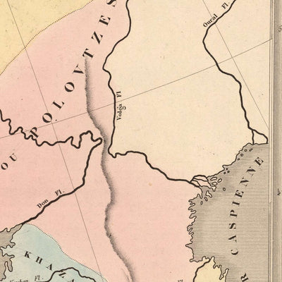 Carte ancienne des croisades en Europe et au Moyen-Orient par Andriveau-Goujon, 1838 : Routes, Antioche, Jérusalem, Constantinople, Terre Sainte.