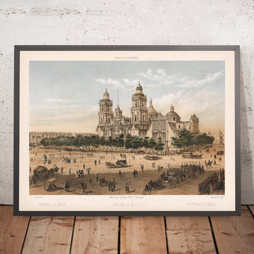 Ein gerahmtes Bild der Catedral de Mexico von Decaen Editor 1862