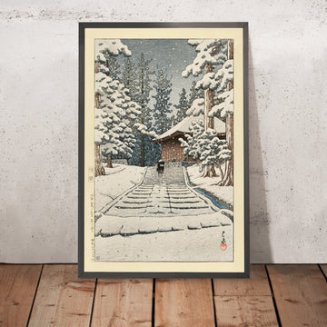 Gerahmtes Bild der Konjiki-Halle in Hiraizumi von Hasui Kawase, 1935