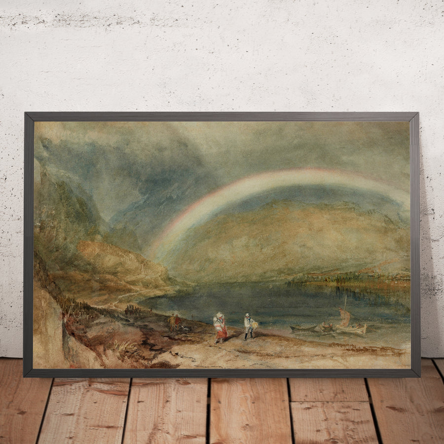 A framed image of The Rainbow; Osterspai and Filsen (The Rainbow) by Turner, 1817