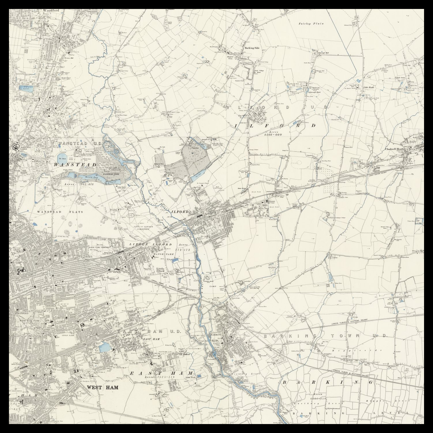 An old Ordnance Survey map of Borough of Redbridge