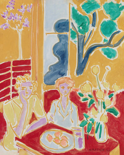 Deux Fillettes, fond jaune et rouge (Two little girls, yellow and red background) by Henri Matisse, 1947