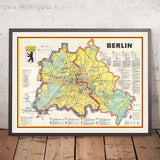 Mappa antica di Berlino, 1963: Costruzione del Muro di Berlino, Guerra Fredda, Porta di Brandeburgo 