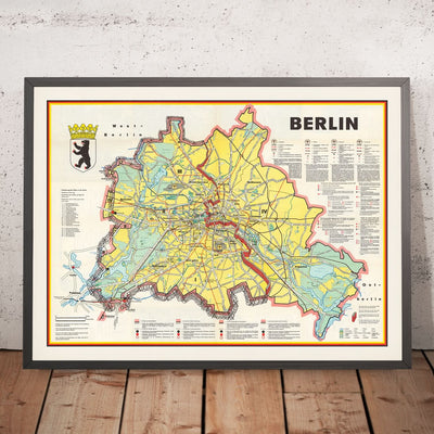 Old Map of Berlin, 1963: Berlin Wall Construction, Cold War, Brandenburg Gate