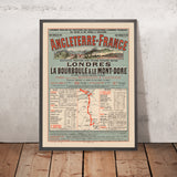 Cartel de viaje de Londres a París: Angleterre–France de Imp. F. Champenois, 1890 
