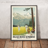 Cartel de viaje de St. Moritz: Palace Hotel por Emil Cardinaux, 1921 