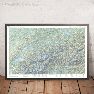Old Topographic Map of Switzerland by Imhof: Alps & Jura, Lake Geneva, Lake Lucerne, Zurich, Bern