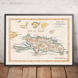 Ancienne carte d'Haïti et de la République dominicaine par Le Rouge, 1748 : Saint-Domingue, Les Cayques, Turks & Caicos 