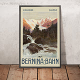 Affiche de voyage Engadine, Suisse : Bernina-Bahn par Anton Reckziegel, 1908 