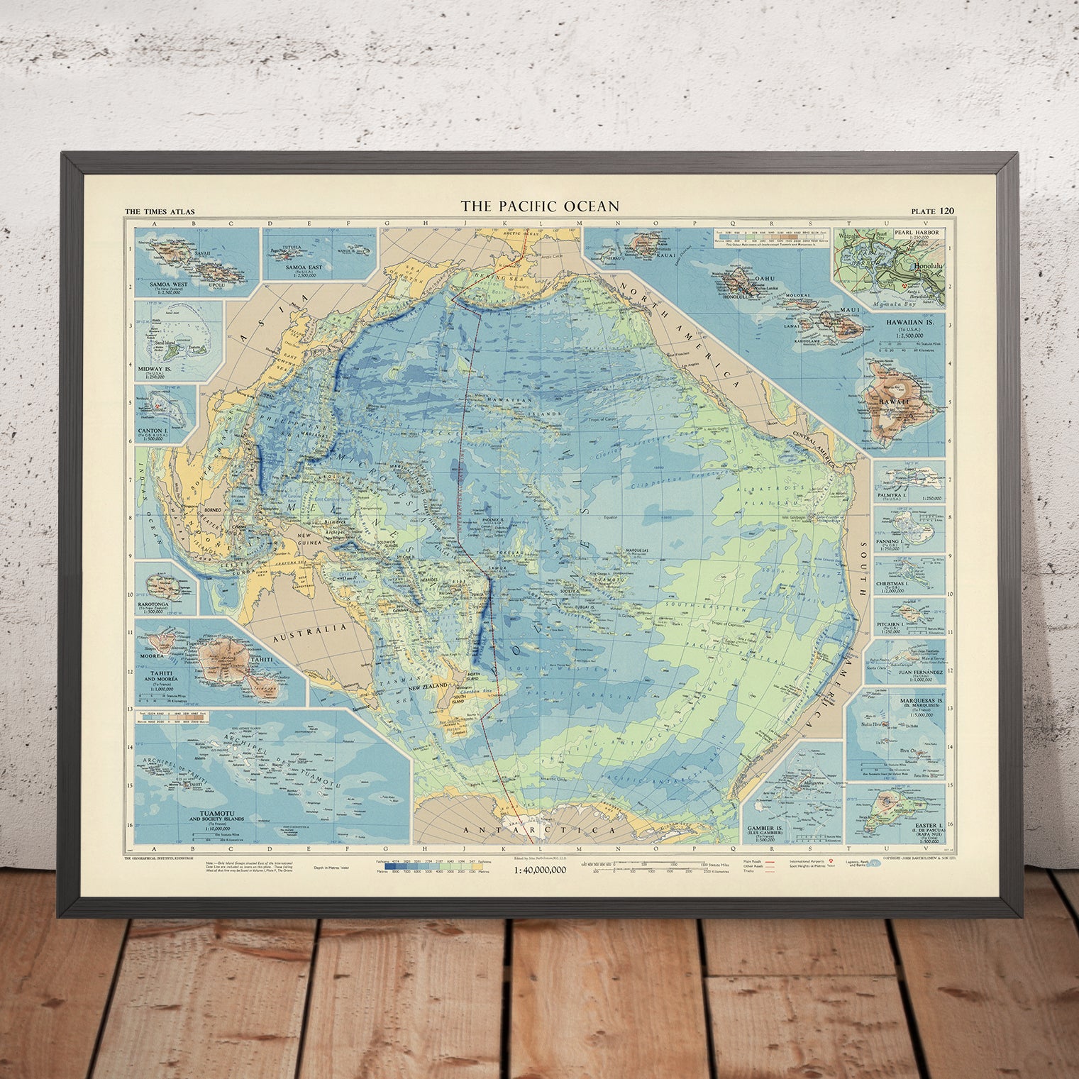 Old Map Inset Old Map of the Pacific Ocean by Bartholomew, 1957: Inset Maps, Relief ...