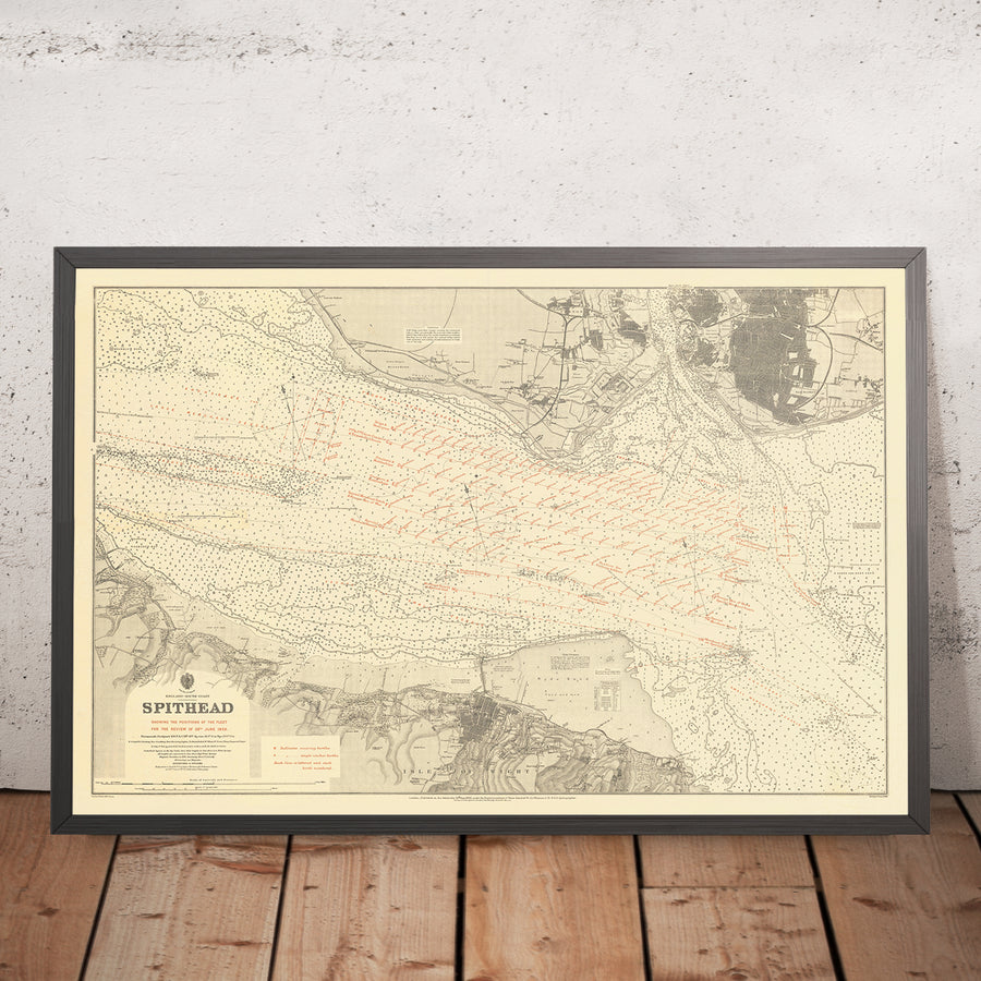 Antica carta nautica di Spithead di Malby & Sons, 1902: Solent, Portsmouth e Isola di Wight 