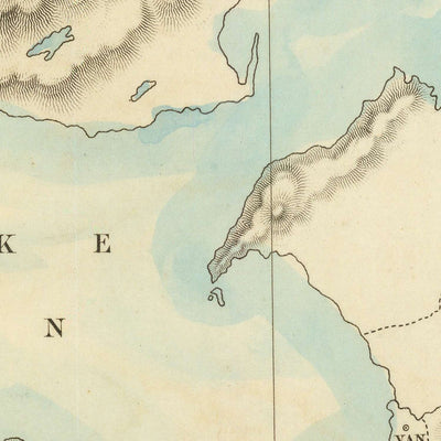 Old Map of Kurdistan by Royal Geographical Society, 1865: Lake Van, Diyarbakir, Erzurum, Mountains