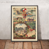 Frankreich Reiseplakat: Chemins de Fer P.L.M. Lac du Bourget, Genf, Monaco, Château de Pierrefonds von Carlo Cussetti, 1890 