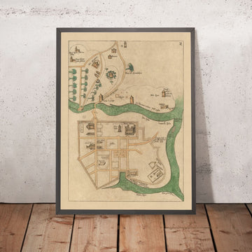 Mappa antica di Gerusalemme ai tempi biblici di Bongars: Salomone, Pilato, Sepolcro, Cedron, Siloe 