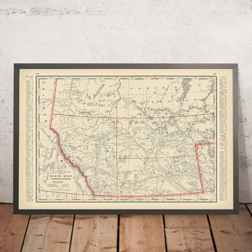 Alte Karte des Nordwestterritoriums von Kanada von Cram, 1891: Edmonton, Calgary, Eisenbahnen 