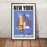 New York Reiseplakat von Allegheny Airlines, 1950 