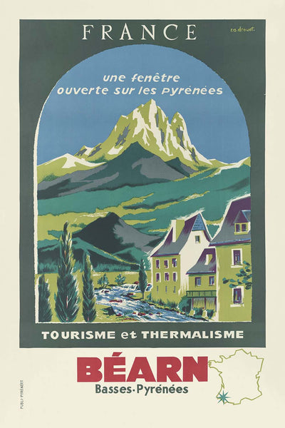 Béarn Travel Poster: Tourisme et Thermalisme by R. A. Drouot, 1950