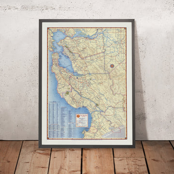 Mapa antiguo de San José, California, 1951: Área de la Bahía, San Francisco, Silicon Valley 