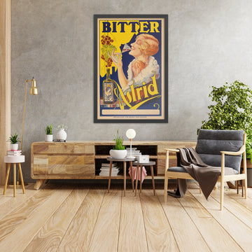 A framed image of Bitter Astrid Vintage Drinks Advertising Poster by Leon Beyaert-Sioen, 1926