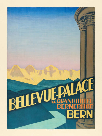 Bern Travel Poster: Bellevue Palace & Grandhotel Bernerhof by Emil Cardinaux, 1934