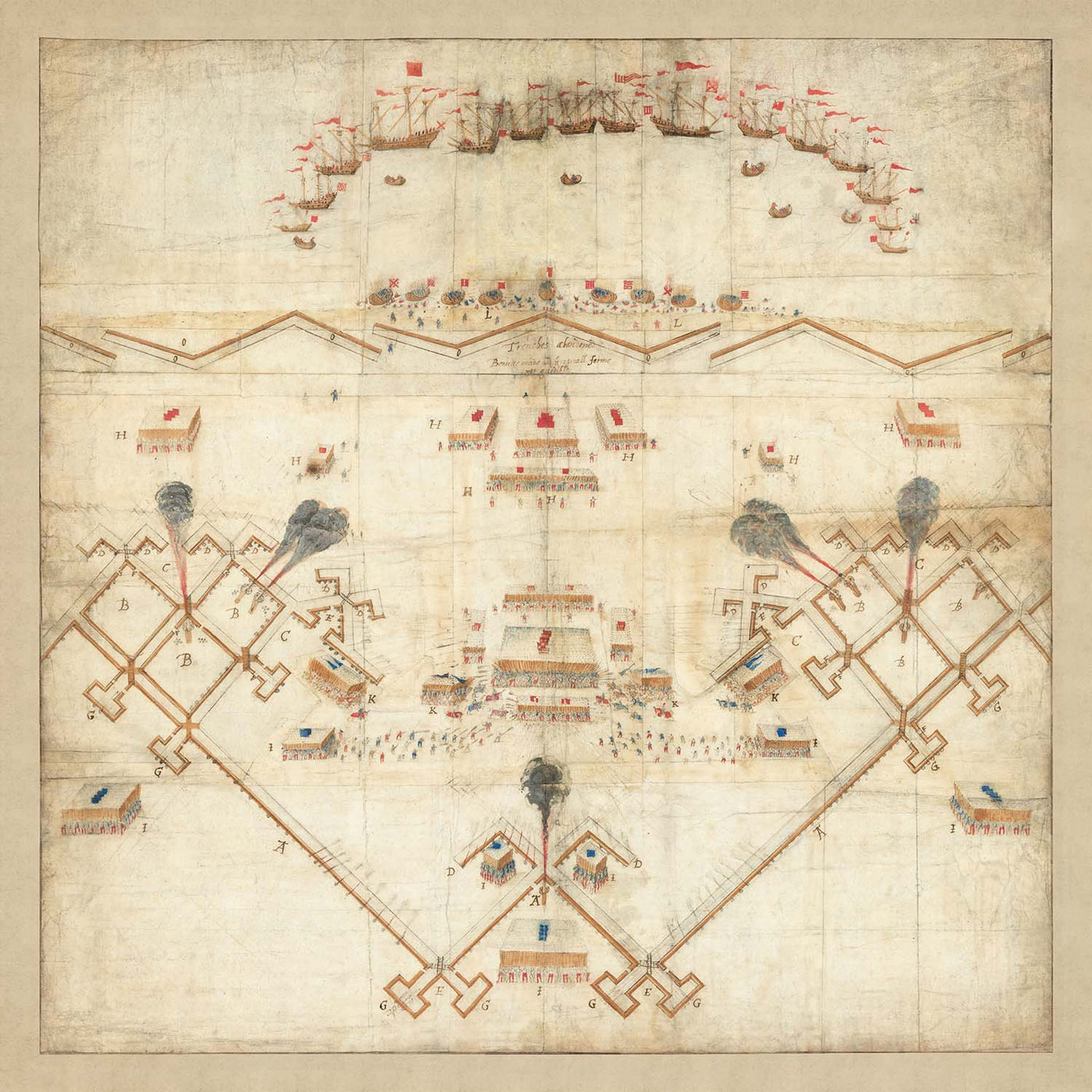 Plano de fortificación isabelina de la Armada Española, por Anónimo, 1590