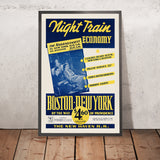 Affiche de voyage Boston : train de nuit économique, Boston – New York via Providence 