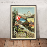 Poster di viaggio di Zermatt: Mont Cervin e Monte Rosa di Frédéric Hugo d'Alesi, 1895 