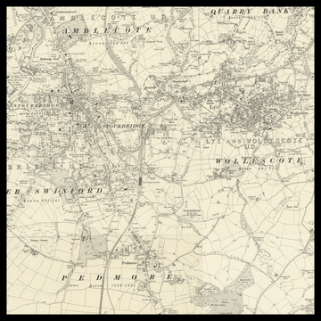 Una vecchia mappa Ordnance Survey di Stourbridge