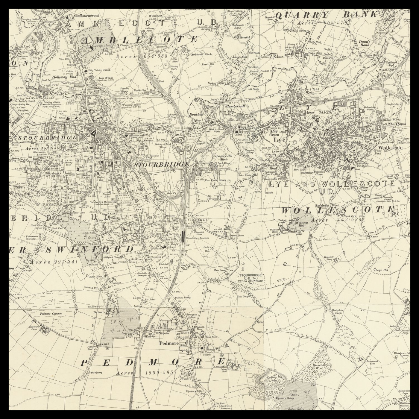 An old Ordnance Survey map of Stourbridge
