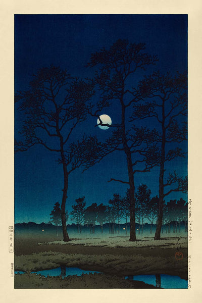 Winter Moon over Toyama Plain by Hasui Kawase, 1931