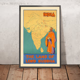 Affiche de voyage de l’Inde : Le pays du Seigneur Bouddha par D. Newsome 