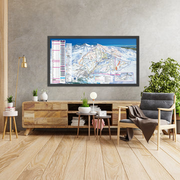 A framed image of Sierra, Nevada in the style of a simple and modern golf course map